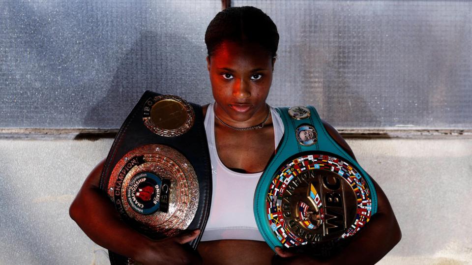 Caroline Dubois poses with her WBC lightweight title