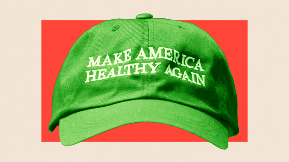A treated image of a cap reading 'make America healthy again'