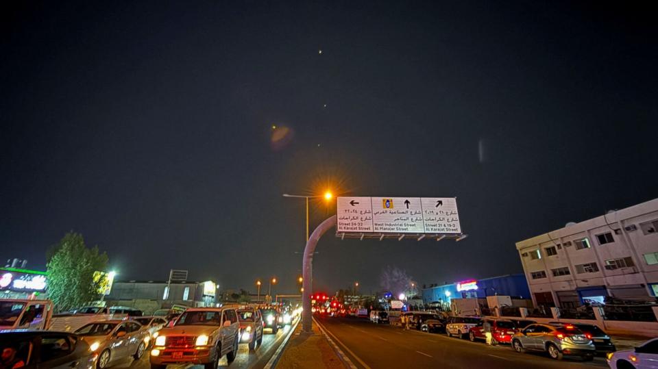 Traces are seen in the sky after Iran's armed forces say they targeted The Al-Udeid base in a missile attack, in Qatar, June 23, 2025.