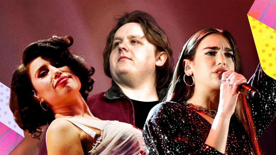 L-R: Raye, Lewis Capaldi and Dua Lipa