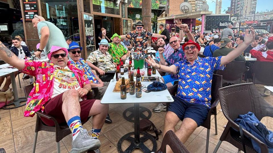 Stephen Dahl with his friends and family in Benidorm