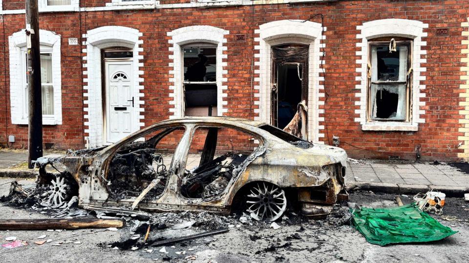 Burned out car in Belfast on Wednesday