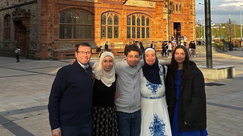 (Left to right) Ahmed, Heba, Mohamed, Heba's mum Bousy and daughter Jana