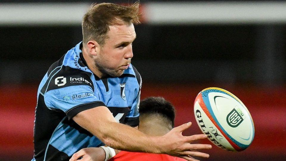 Ioan Lloyd releases the ball as he is tackled