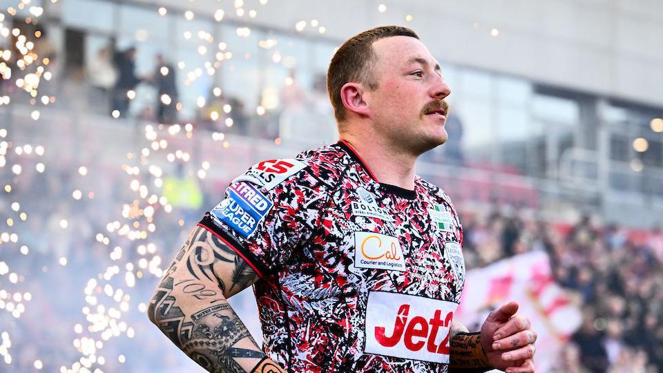 Josh Charnley runs out for Leigh Leopards on his 400th career appearance