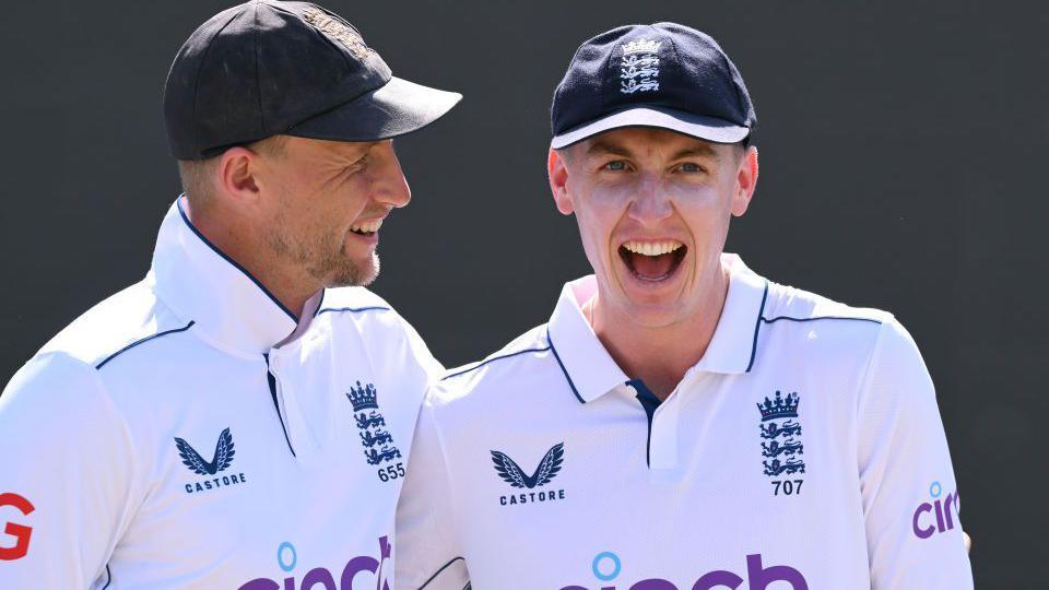 Joe Root & Harry Brook share a joke