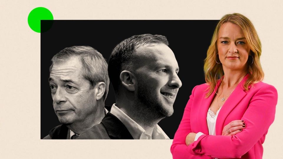 A treated image of Nigel Farage and Zac Polanski