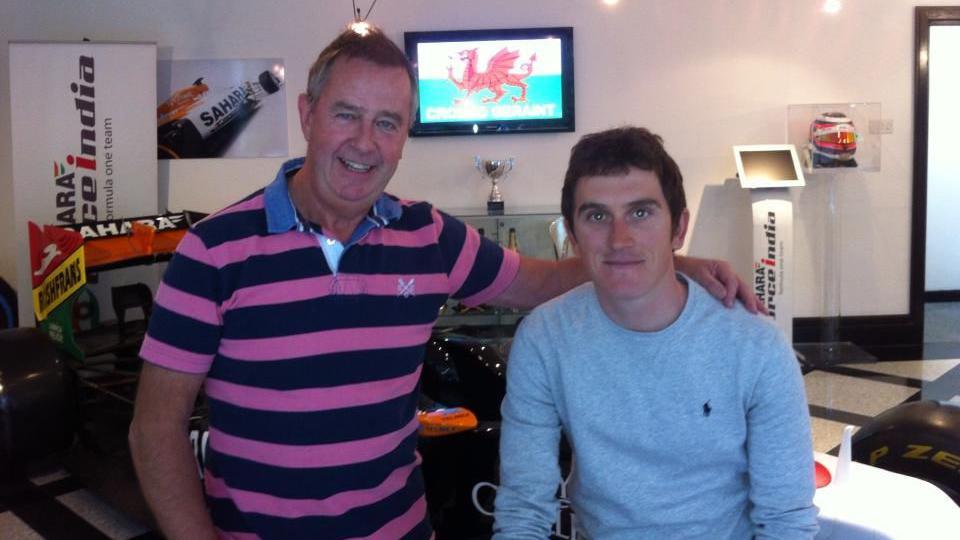 Gwilym gyda Geraint Thomas