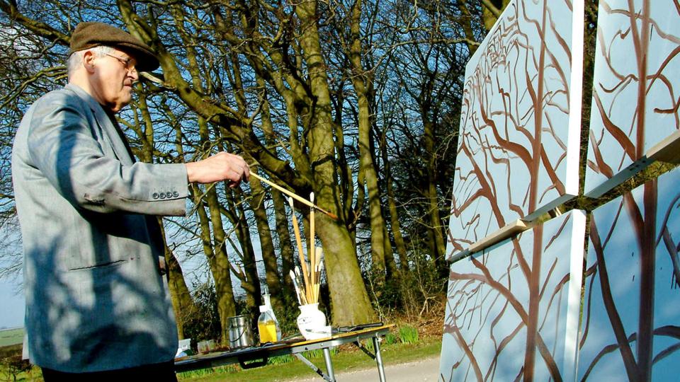 David Hockney painting outdoors