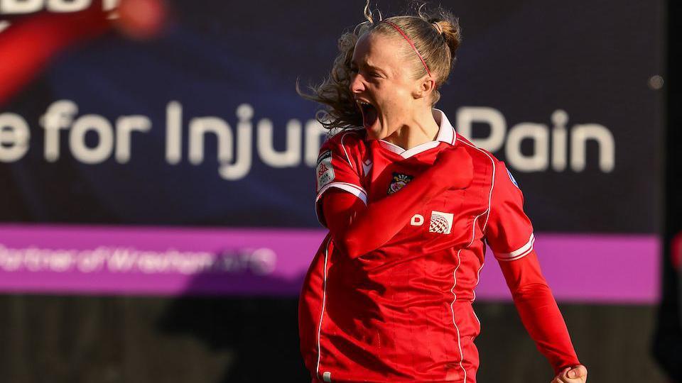 Wrexham's Katie Barker celebrates