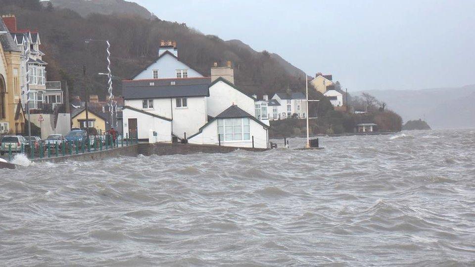 Aberdovey, Gwynedd, in tidal flood