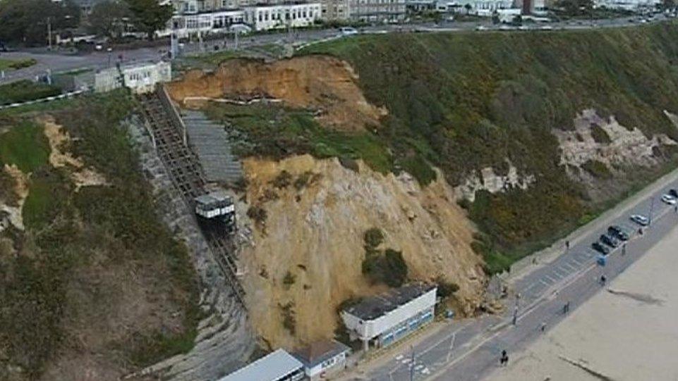 The landslip at East Cliff in Bournemouth