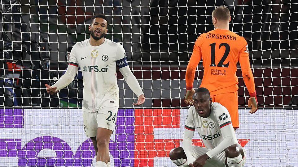 Reece James and Trevoh Chalobah after conceding Chelsea's fifth goal in Paris