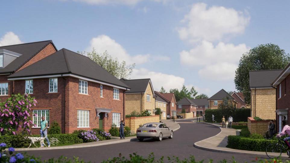 CGI showing how the new Hunters Moon housing development in Chippenham could look.