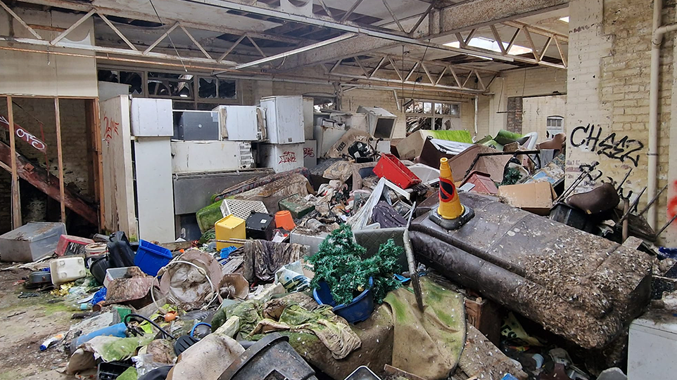 Rubbish inside the teapot factory