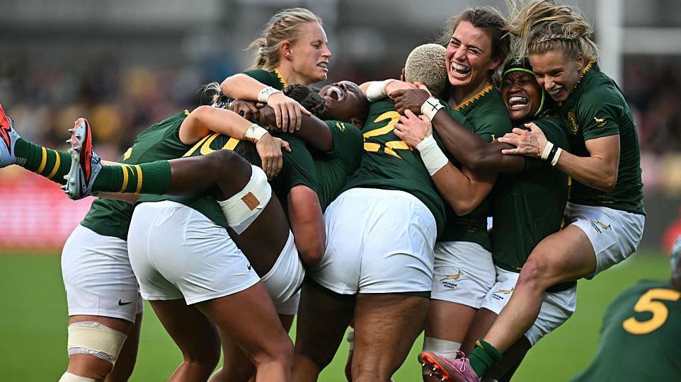 A picture of South Africa celebrating  