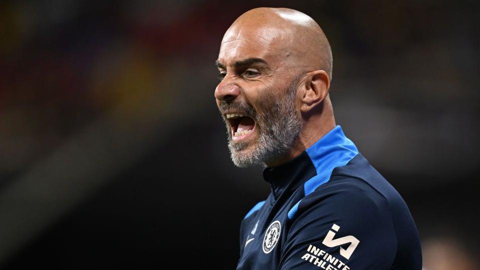 Enzo Maresca on the touchline during a Chelsea game in pre-season.