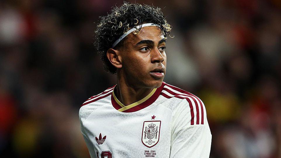 Lamine Yamal in action for Spain in March's 0-0 draw against Egypt