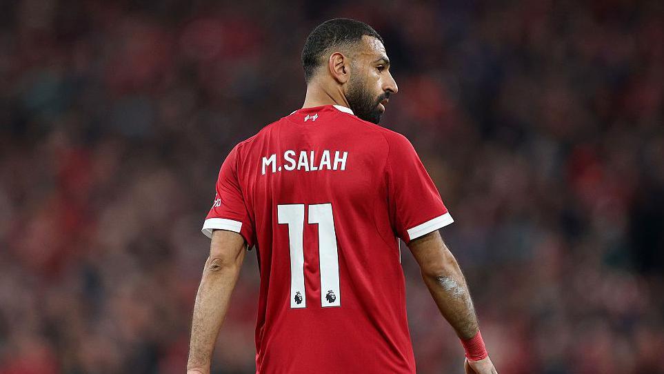 Mohamed Salah looks on for Liverpool