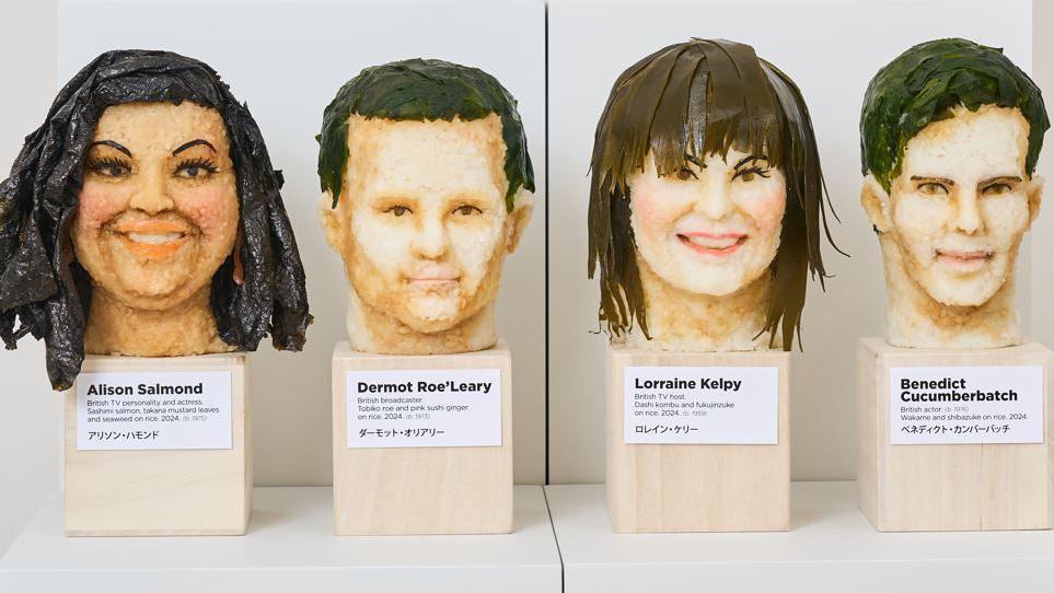 Alison Hammond, Dermot O'Leary, Lorraine Kelly and Benedict Cumberbatch sushi heads 