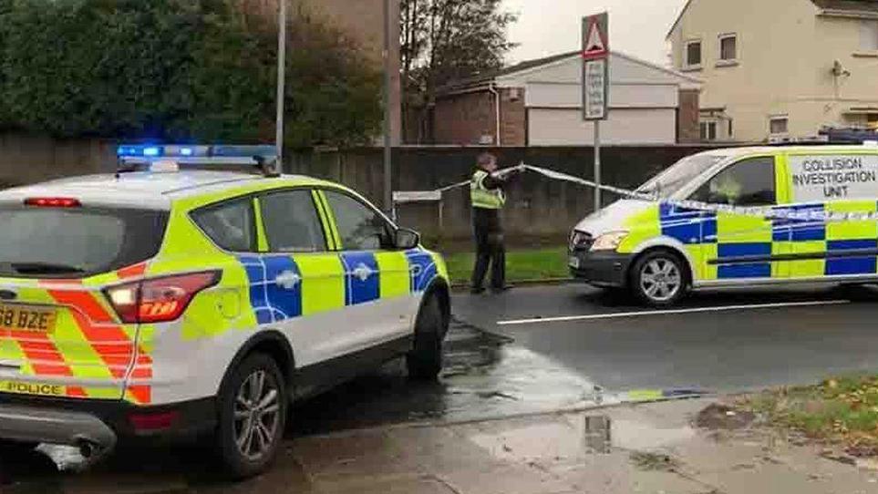 Police cordon off crash scene in Rumney