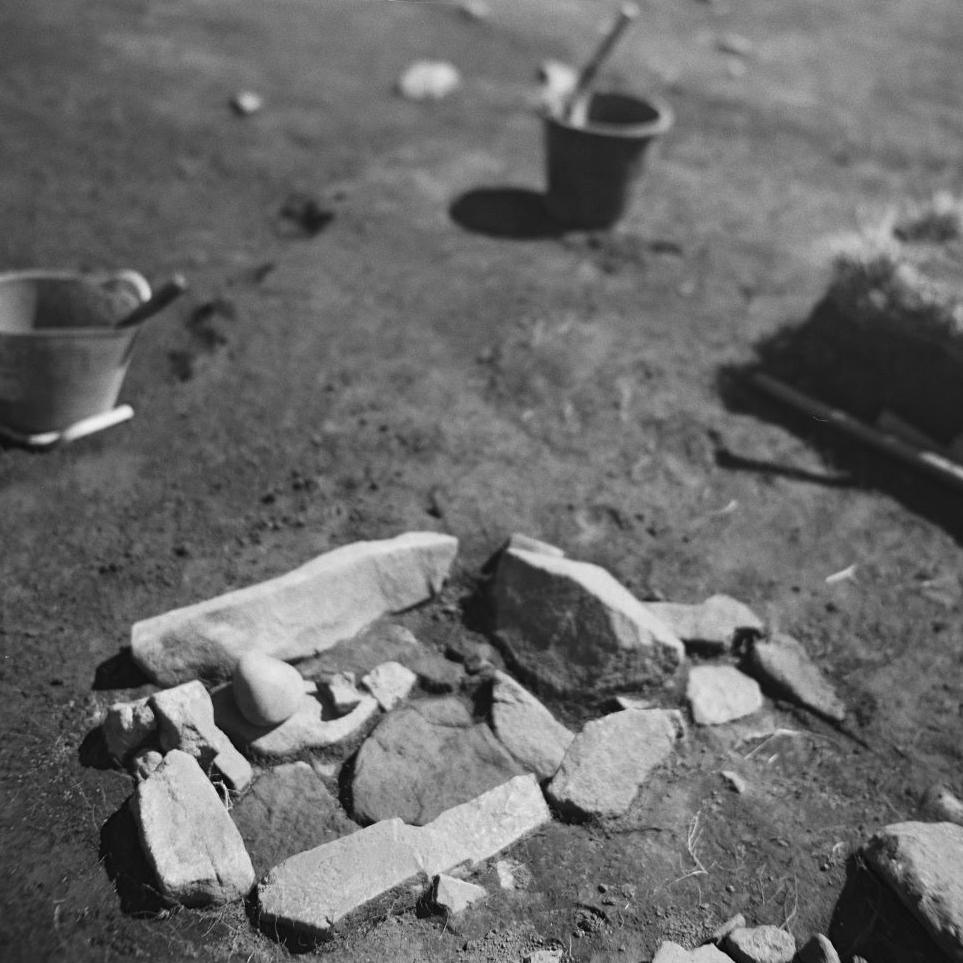 A stone hearth and buckets