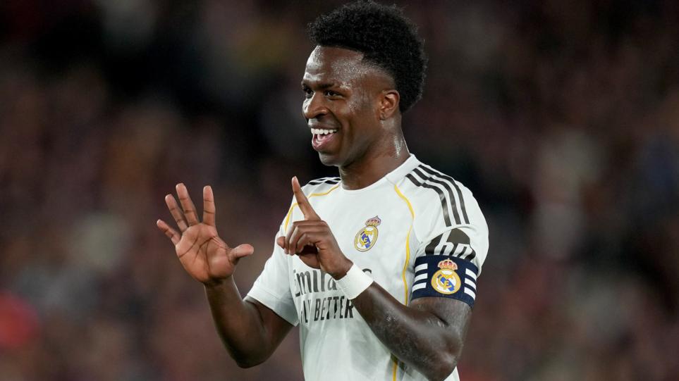 Real Madrid player Vinicius Jr celebrates