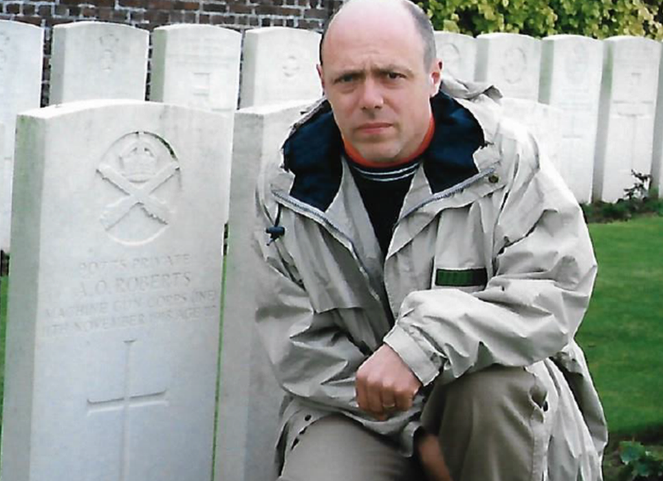 Elfryn Jones Private Aneurin Roberts’s grave in Busigny, northern France