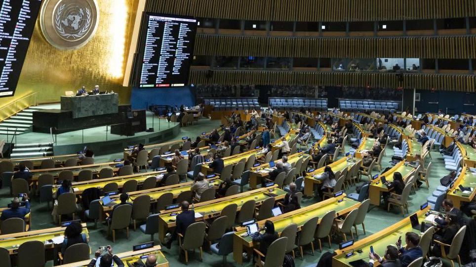 A view of the General Assembly hall during a vote