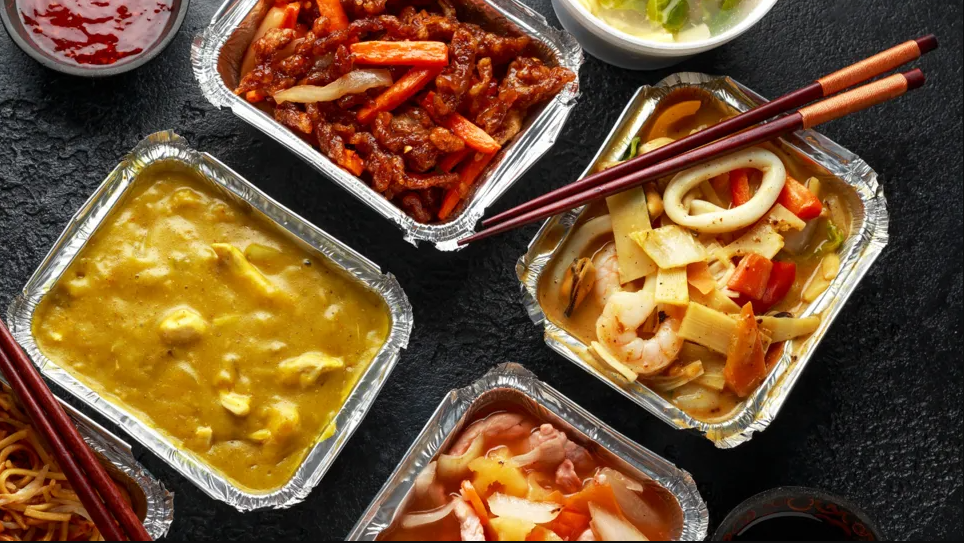 Takeaway food on a table