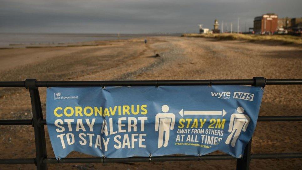 Warnings on Fleetwood beach seen on 29 January 2021