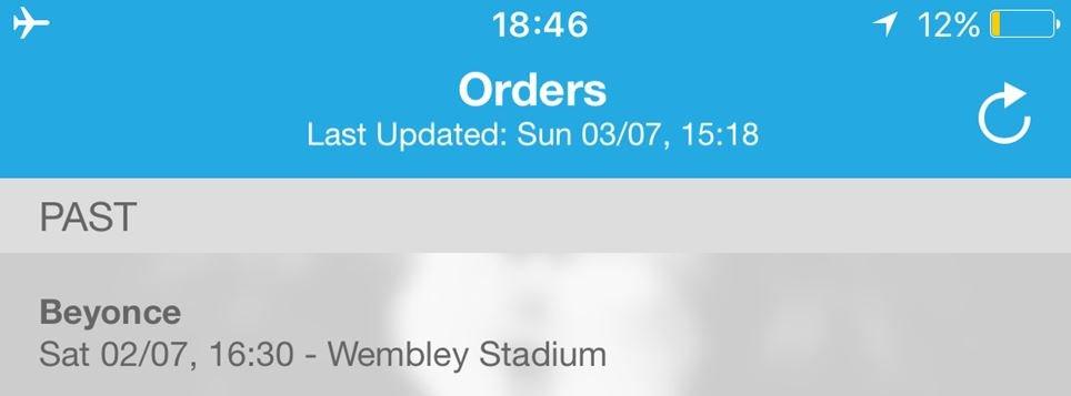 Photo of Ticketmaster app notification that tickets were for Saturday 2nd of July at Wembley Stadium.