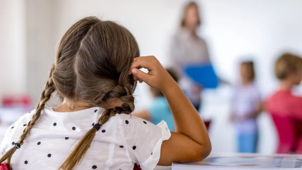 A girl in a classroom