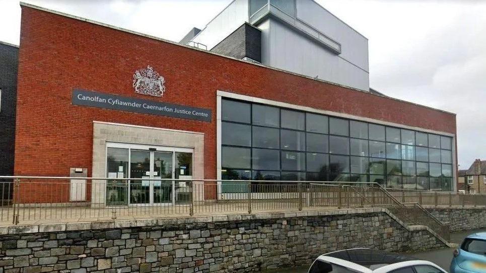 A general view of the modern Caernarfon Crown Court building in Caernarfon, north Wales.