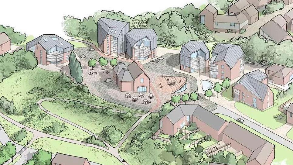 A sketch view of the proposed exterior option of The Oast House at Sevenoaks Quarry.