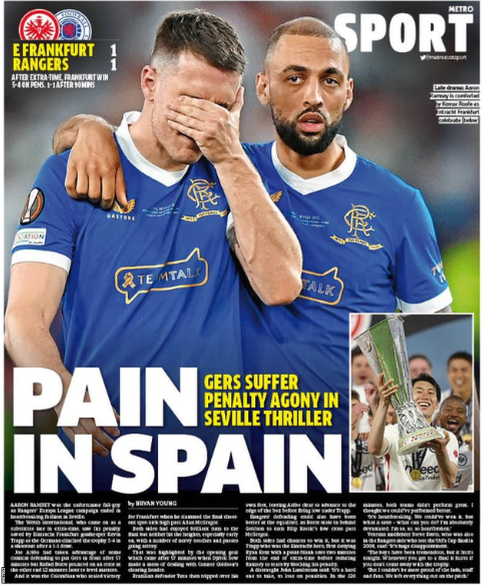 Back page of the Metro on 19 May 2022