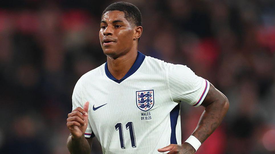 Marcus Rashford in action for England