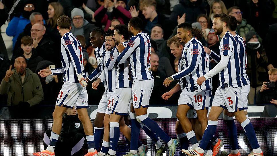 Alex Mowatt of West Bromwich Albion celebrates his goal against Birmingham City