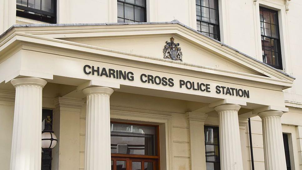 An outside image showing the facade of Charing Cross police station.