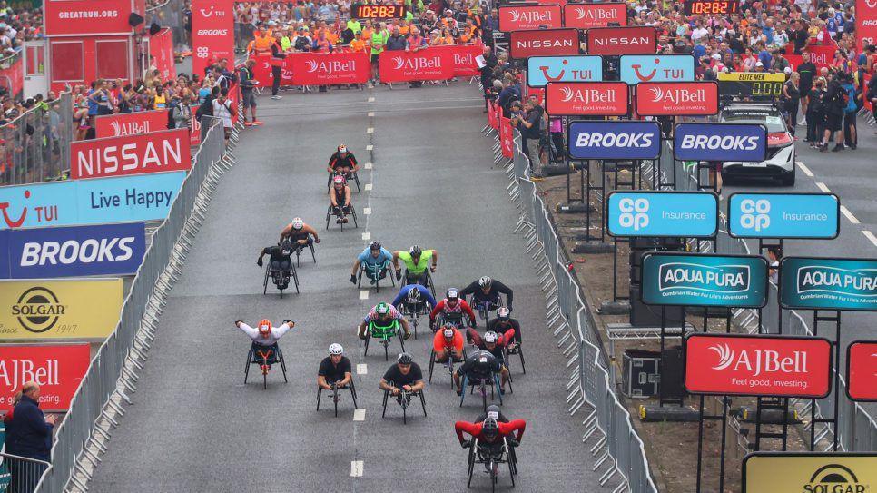 Participants in the elite wheelchair race