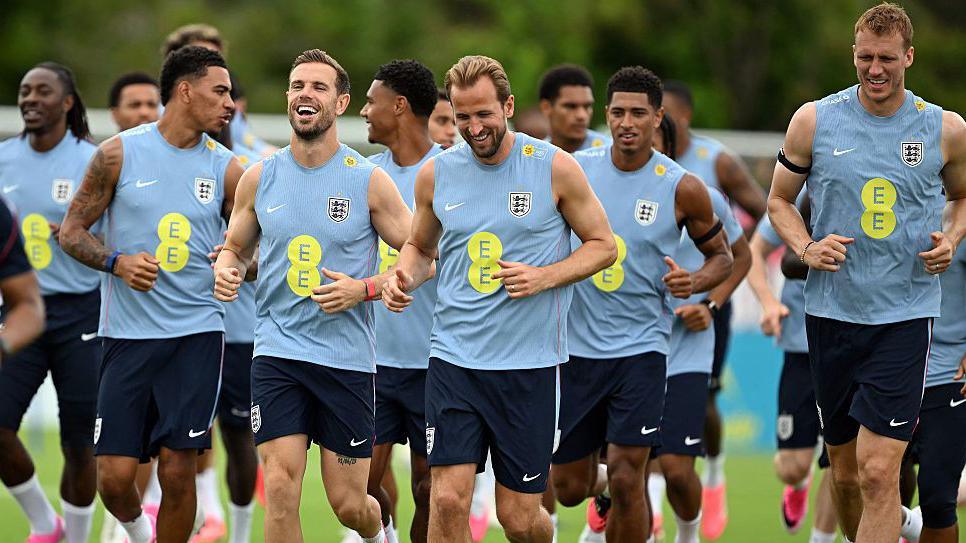 The England squad in training 