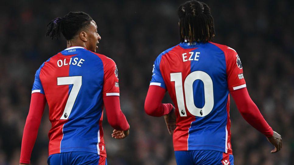 Michael Olise and Eberechi Eze on the pitch for Crystal Palace 