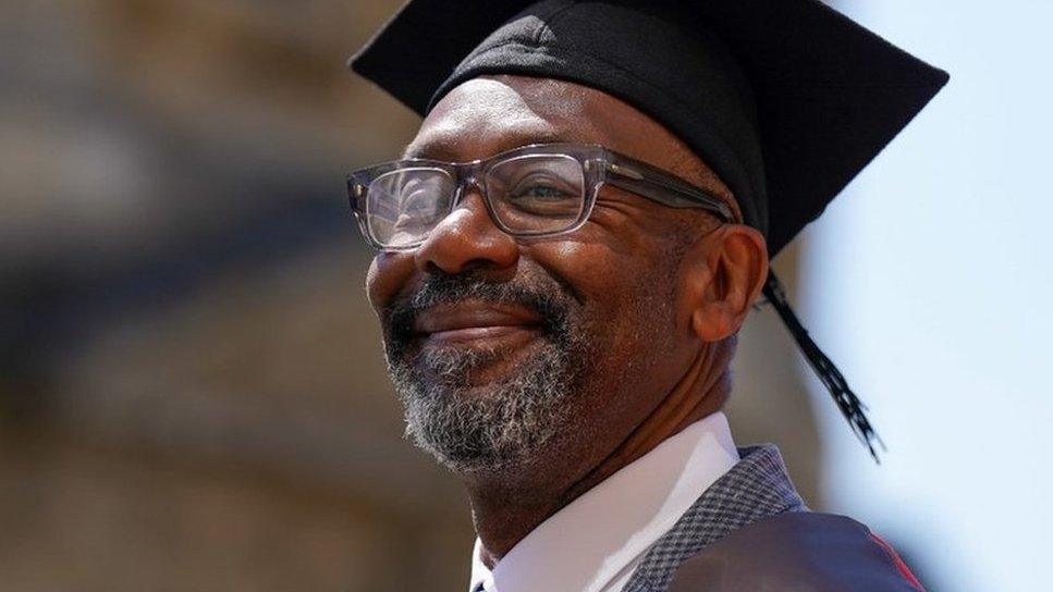 Lenny Henry outside Sheldonian Theatre