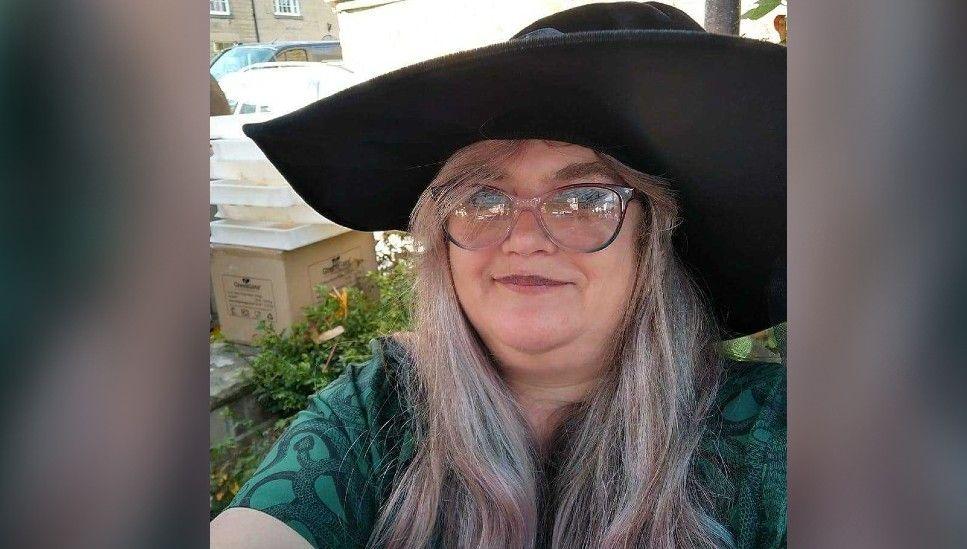 Elizabeth Barrow in a witch hat