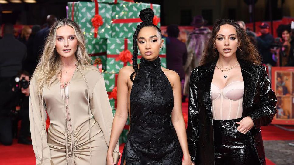  LONDON, ENGLAND - NOVEMBER 30: (L-R) Perrie Edwards, Leigh-Anne Pinnock and Jade Thirlwall of Little Mix attend the "Boxing Day" World Premiere at The Curzon Mayfair on November 30, 2021 in London, England. (Photo by Jeff Spicer/Getty Images for Warner Bros)