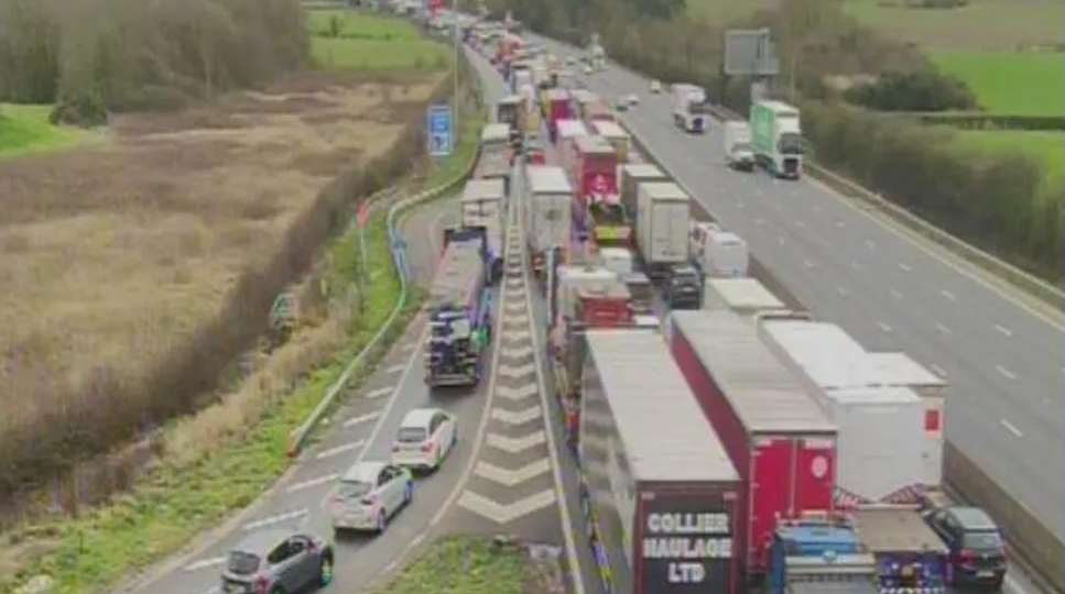 Traffic building up on the M6 southbound