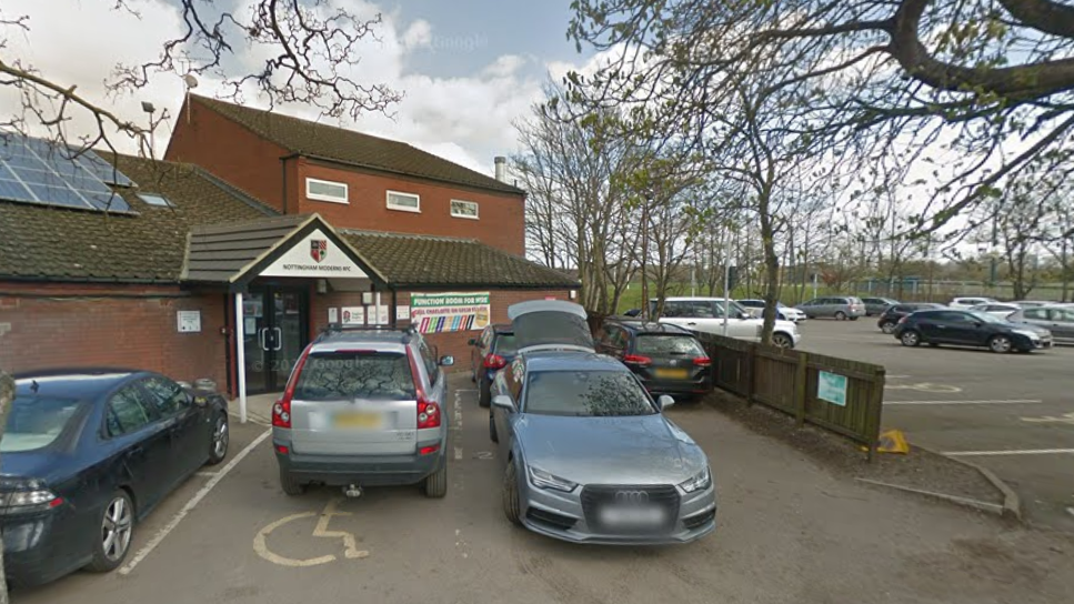 The building and car park of Nottingham Moderns Rugby FC, in Main Road, Wilford, Nottingham.
