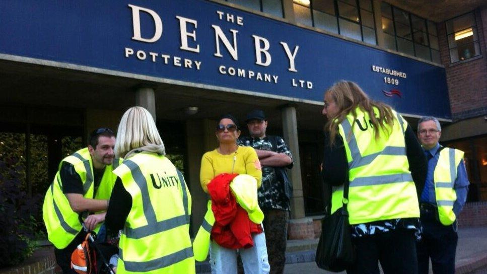 Staff on picket line outside Denby