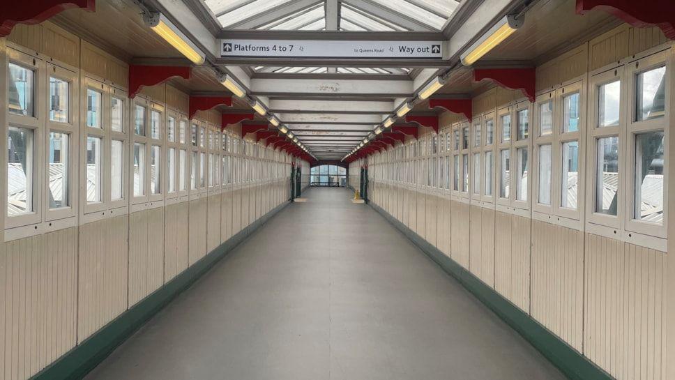 The footbridge at Nottingham Railway Station