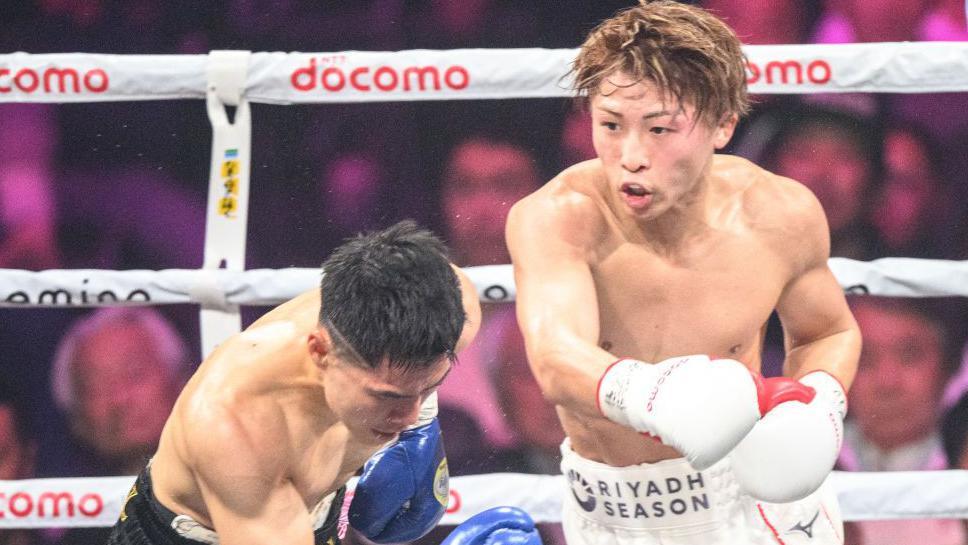 Naoya Inoue lands a right hand against Ye Joon Kim 